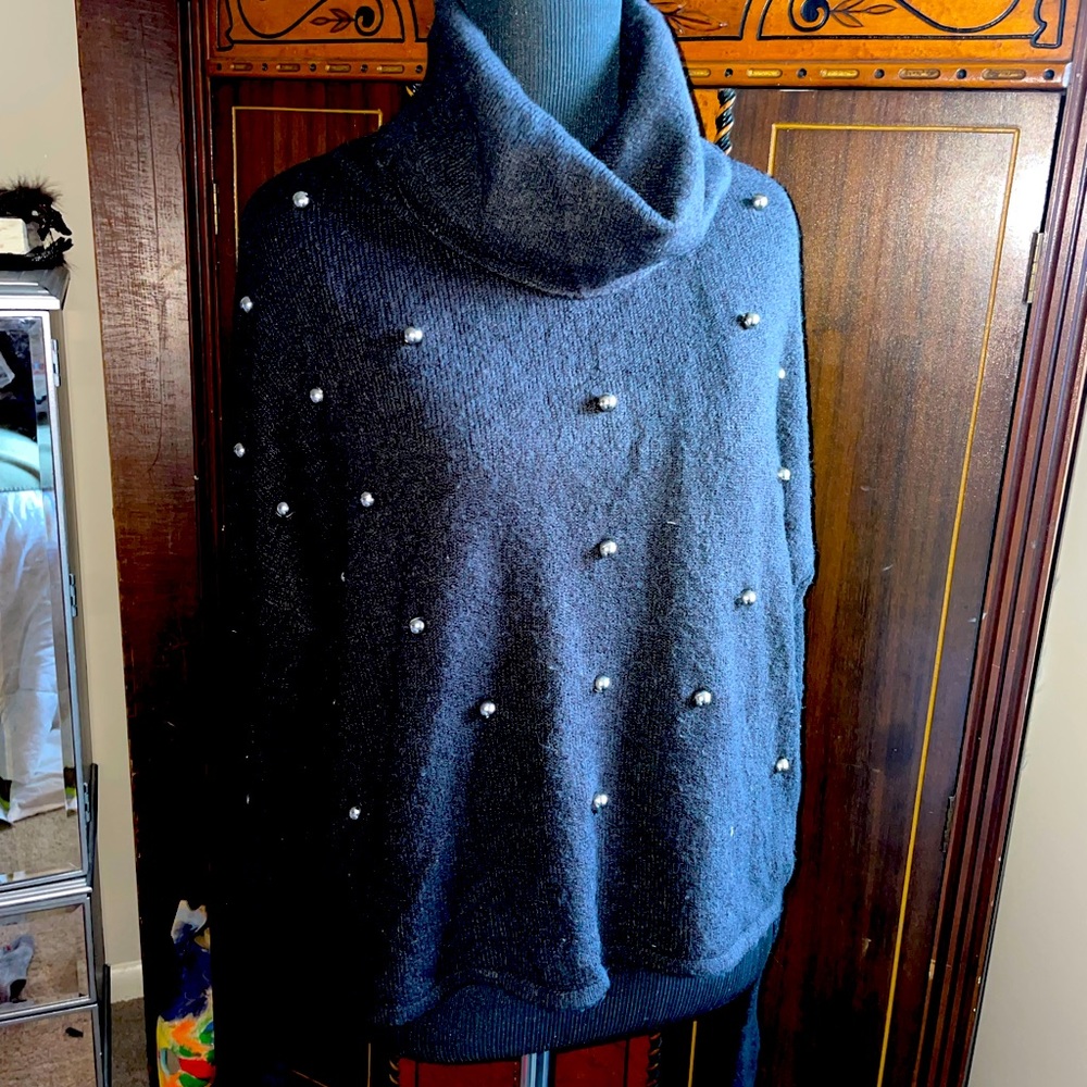 Adam Levine sweater black silver balls cowl neck small super soft loose fit